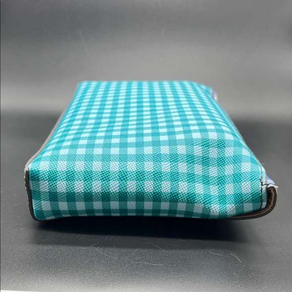 J. Crew Checkered Clutch - Blue and Green Coated Leather NEW - Picture 5 of 14